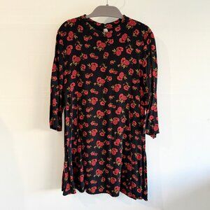Forever 21 Black Dress with Red Rose Floral
